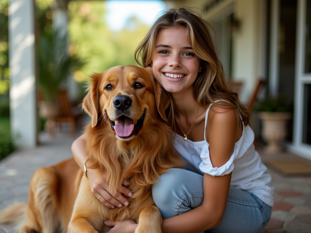 Foto de chica con perro para Instagram hecha con IA