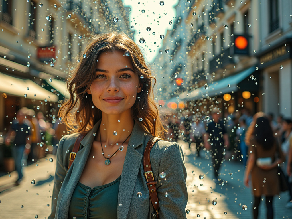 Crear fotos con IA chica en el agua